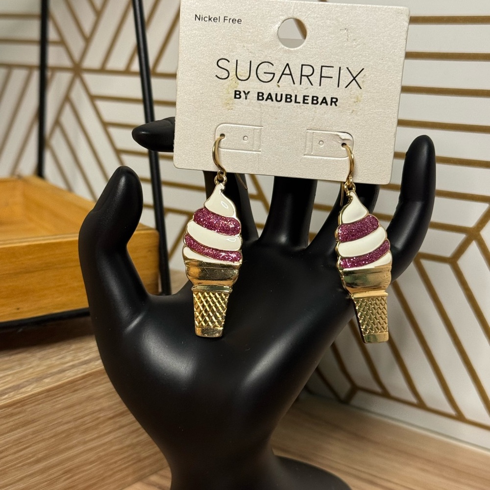 BaubleBar Sugarfix Pink and Gold Ice Cream Earrings